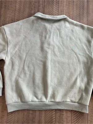 Edikted Women's Polo Collar Fleece Sweatshirt in Light Olive thumbnail 6