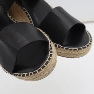 Steve Madden Wedge Sandal Womens 9 Edaya Black Espadrille Slingback Excellent thumbnail 7