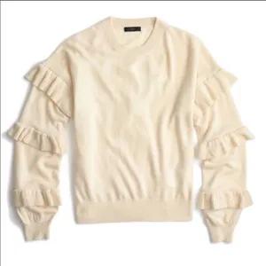 J. Crew crew pullover Cream ruffle sweater thumbnail 1