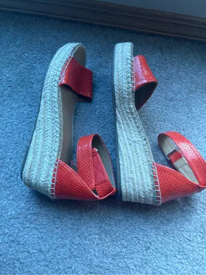 Franco Sarto Red Snake Embossed Espadrille Platform Sandals 8.5 thumbnail 3