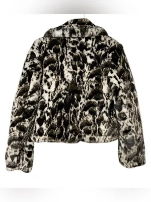 Free People Band of The Free Open Front Crop Faux Furlvory/Black Jacket Medium thumbnail 2