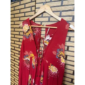 Free‎ People Lovely Day Red Tunic Dress Size Small thumbnail 7