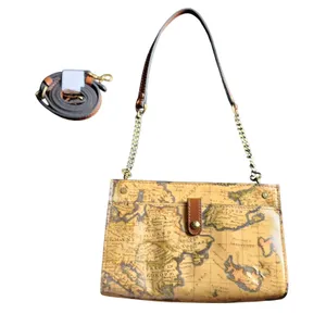 NWOT Patricia Nash European Map Crossbody Tan Wanderlust Shoulder Bag w/Chain Sm thumbnail 3