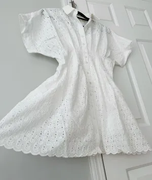 Anthropologie The Tobie Eyelet Mini Shirt Dress by Exquise, Size SP thumbnail 12