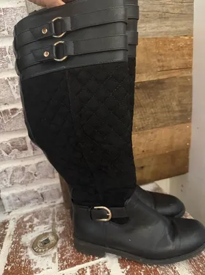 Just Fab Black Quilted Women's Boots thumbnail 1