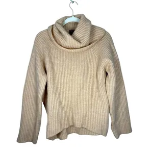 Point Sur Mohair & Wool Blend Ribbed Turtleneck Rib Knit Sweater Pale Peach Sz S thumbnail 2
