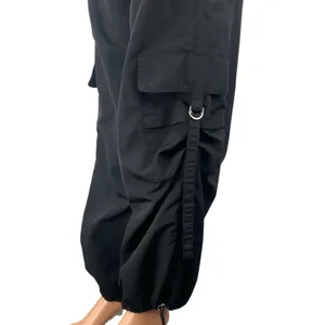 Zara Women's Black High Waisted Utility Cargo Parachute Trousers Pants Size S thumbnail 3