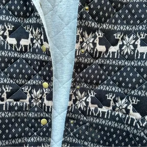 Free People Womens Jacket XS Black/Tan Sherpa Hood Reindeer Quilted thumbnail 4