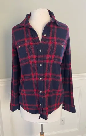 Faherty Red/Blue Plaid Flannel Button Down Shirt Size S! thumbnail 1
