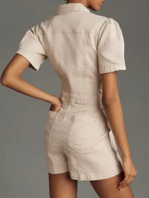 Anthropologie Pilcro The Kit Utility Romper in Beige , Size 6 thumbnail 6