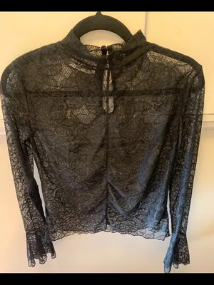 Urban Outfitters Black Lace Mock Neck Long Sleeve Top thumbnail 1
