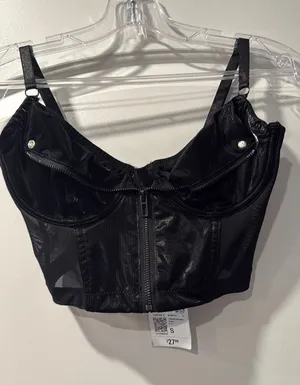Forever 21 Black Pleather Top Crop thumbnail 1