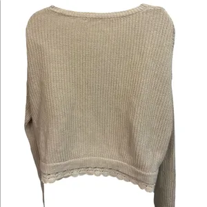 Kimchi Blue Cropped Crochet Trim Sweater thumbnail 4