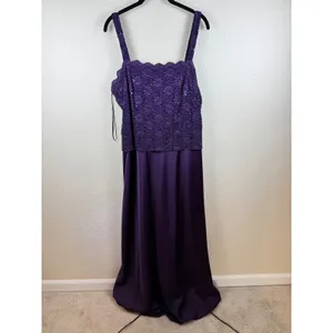Alex Evenings Gown Formal Dress‎ Women 16 Purple Sequin Lace Satin Elegant thumbnail 3