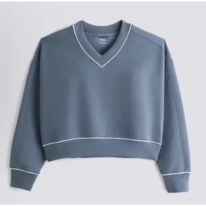 Abercrombie & Fitch YPB neoKNIT Slate Blue V-neck Sweatshirt Size SMALL thumbnail 2