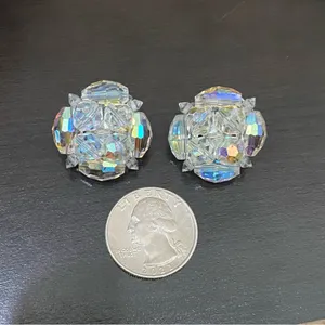 Vintage Laguna Aurora Borealis Cluster Clip Earrings thumbnail 6