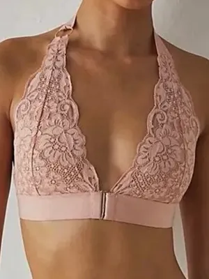 NWT Free People We Are Hah! Got Ur Back Bralette Copper Rose Pink Lace Size Med thumbnail 2