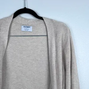Old Navy Womens Long‎ Sleeve Open Front Ribbed Cardigan Beige M thumbnail 3