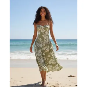 NWT Reformation Kesia in Willow Floral Tie Strap Georgette Tiered Midi Dress 12 thumbnail 3