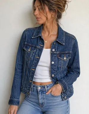 Levi’s Medium Wash Classic Denim Trucker Jacket Sz XS thumbnail 1