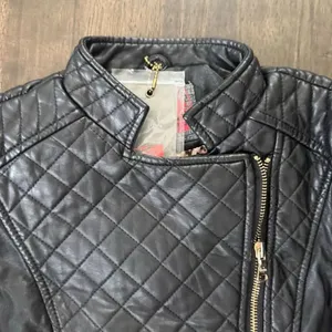New Celsius Vegan Leather Black Biker Jacket thumbnail 4