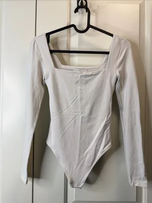 Aritzia Babaton Contour Squareneck Bodysuit White 2XS thumbnail 3