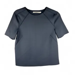 J Brand Black Scuba Short Sleeve Top Structured Raw Hem‎ Size S JW50WO4457 thumbnail 2