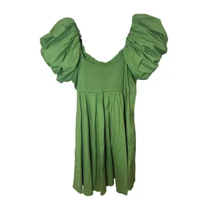 Abercrombie & Fitch Poplin Puff Sleeve‎ Mini Dress Green Size Large Milkmaid thumbnail 3