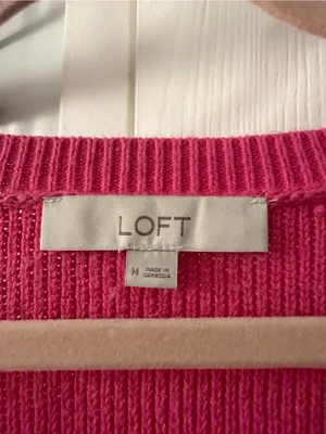 LOFT Hot Pink V-Neck Knit Sweater thumbnail 2