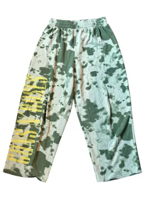 Guns N' Roses Women's Green Tie-dye Cropped Lounge Pants. thumbnail 1