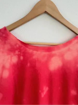 Red and pink coral off-the-shoulder bleached t-shirt thumbnail 7