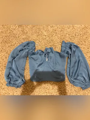 NEW Hello Molly Azure Skies Long Sleeve Tie Front Crop Top Blue Size Small/4 thumbnail 10