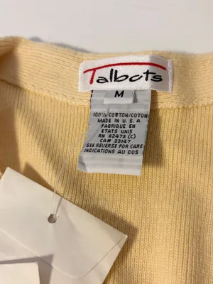 Talbots Cotton Layering V Neck Button Down Sweater Vest Yellow Womens Medium thumbnail 3