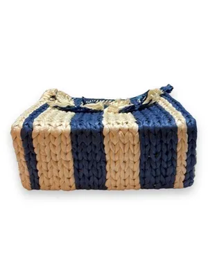 Blue Satchel Emei Straw Paper Satchel in Charcoal Blue Vince Camuto thumbnail 4