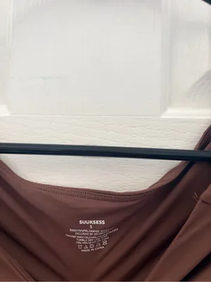 Sukksess Off-Shoulder Long Sleeve Top in Brown thumbnail 3