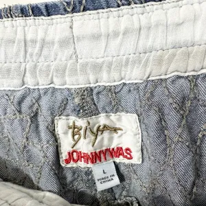 Johnny Was Biya Large Pants Blue Embroidered Chambray Lyocell Jogger Boho 1394 thumbnail 3