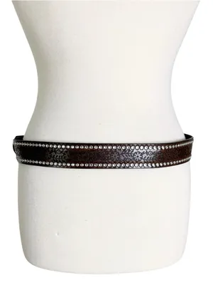 Western Tooled Large Buckle Belt with Rhinestones Brown thumbnail 8