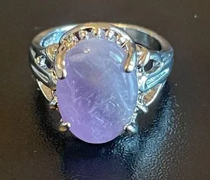 Purple amethyst gemstone S925 silver ring size 5.25 thumbnail 1