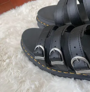 Dr Martens Blaire Leather Slip On Black Platform Sandals NIB thumbnail 5