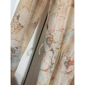Vintage Midi Dress Cottagecore Floral Peach High Ruffle Neck‎ Button Front 12 thumbnail 4