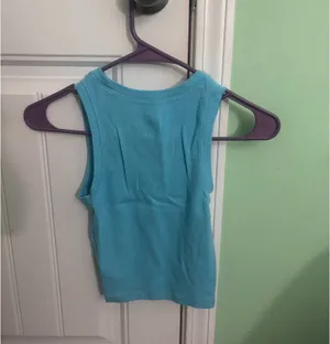 Hollister Light Blue Ribbed High Crew Neck Top thumbnail 2