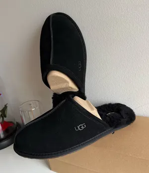 UGG women’s Black Suede Slippers size 8 thumbnail 1