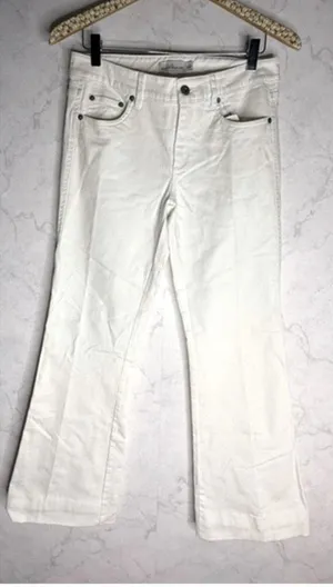 L.L. bean signature mid rise flare jeans in white denim thumbnail 1