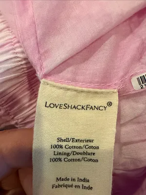 LoveShackFancy Pink White Tie Dye Lace Tiered Mini Skirt Size Medium thumbnail 5
