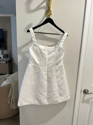 ELLIATT Amelie Square Neck Duchesse Satin Cocktail Minidress in Ivory X-Large thumbnail 7