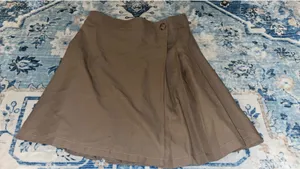 Tan pleated mini skirt thumbnail 1
