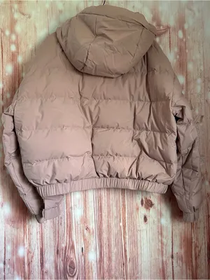 Halara Blush Pink Cropped Black Trim Puffer Winter Coat Jacket Size XL thumbnail 7