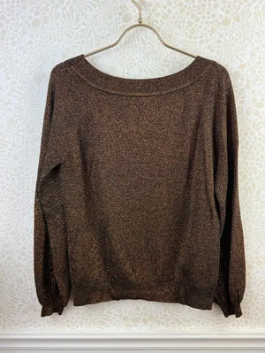 BODEN Mabel Boat Copper Sparkle Wool Relaxed Fit Lightweight Sweater - Size - 4 thumbnail 2