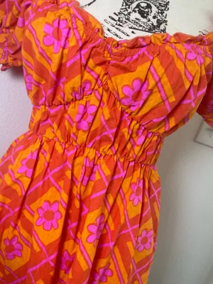 Show me Your Mumu x Barbie Mini dress Sz XS Hot pink /Orange thumbnail 14