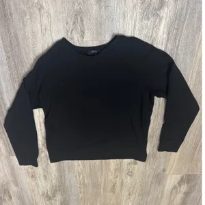 Quince SuperSoft Fleece Crew Black Raglan Sweatshirt Womens Small thumbnail 2